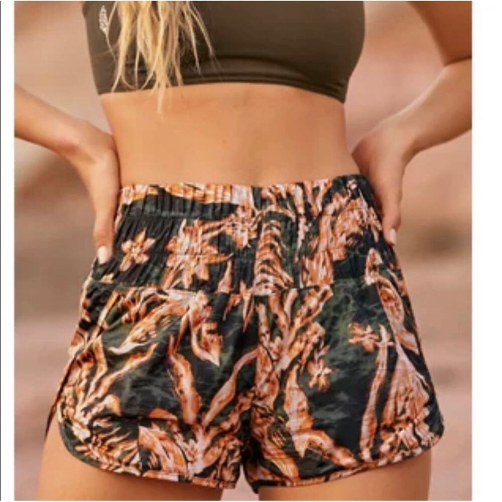 Free People FP Movement The Way Home Shorts Black Floral Combo Medium